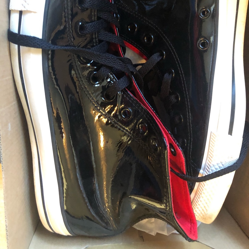 Converse platinum leather high tops